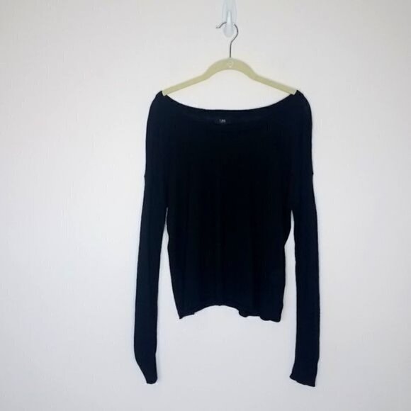LINE Cashmere blend wide neck sweater Caviar Black XS NWT - Picture 1 of 7